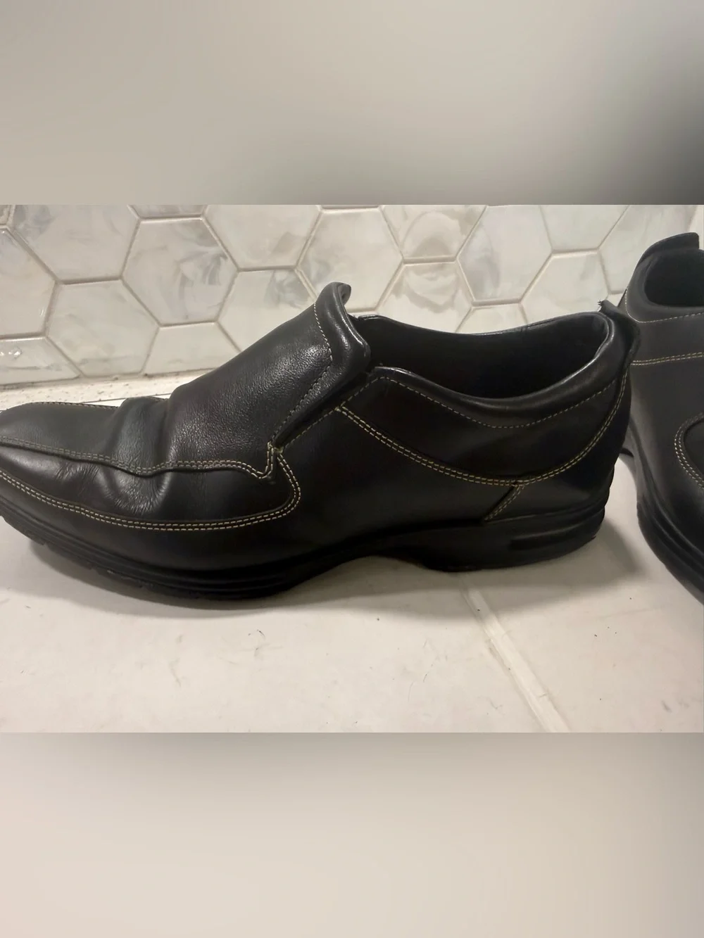 Cole Haan Men's Sz 12 Black Leather ‘Air Everett’ Slip On Loafers Shoes NikeAir